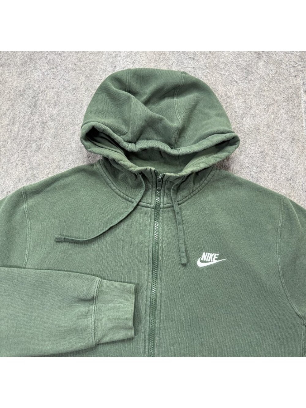 Nike Sportswear Full Zip Hoodie Men L Green Solid Fleece Drawstring BV2645